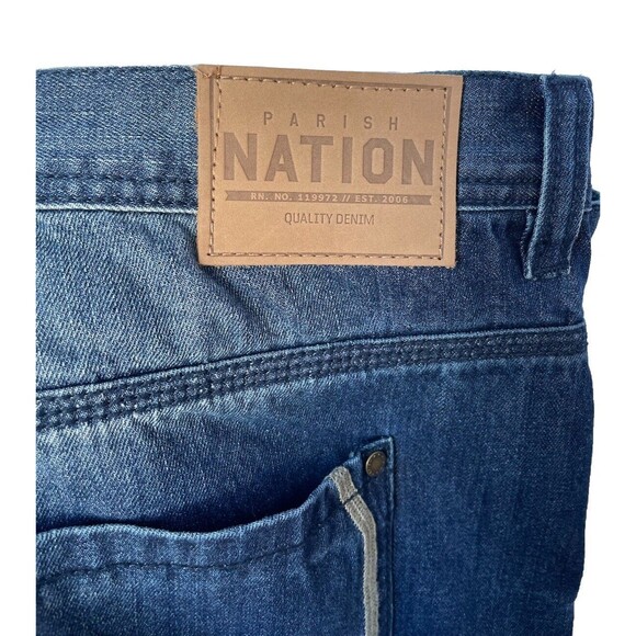 Parish Nation Men’s Patched Embroidered Distressed Jeans Size 40x35 - Picture 12 of 14